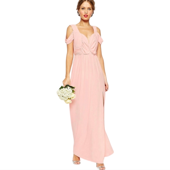 ASOS dress Drape Cold Shoulder Maxi wedding bridesmaid 4 - Picture 1 of 7